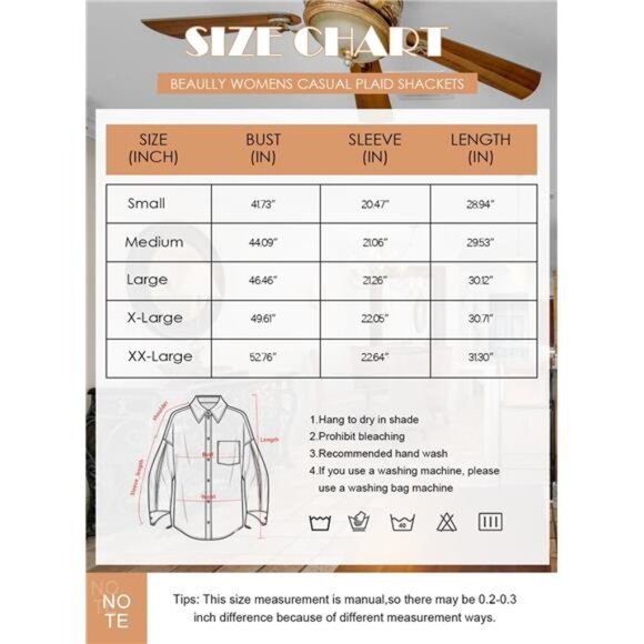 womens plaid flannel shacket long sleeve button down jacket shirt with pockets - Picture 6 of 7